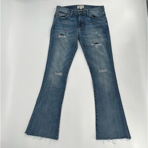 Current/Elliott Flip Flop Relaxed Fit Boot Cut Distressed Jeans Size 24 Women's
